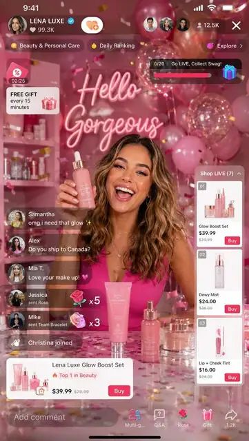 Soko live-shopping stream — beauty & skincare