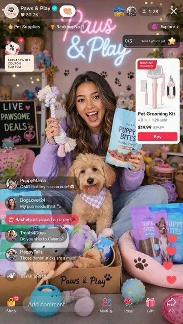Soko live-shopping stream — pet supplies
